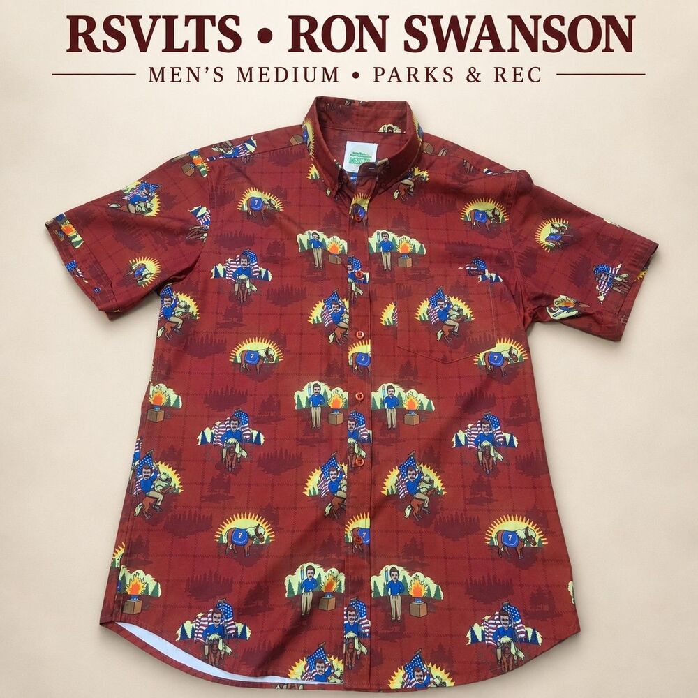 Parks & Recreation Ron Swanson Button Up Shirt Men's M Series 2 RSVLTS